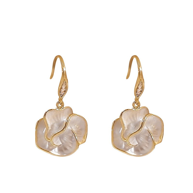New glaze mountain flower zircon earrings niche ear drops ear accessories