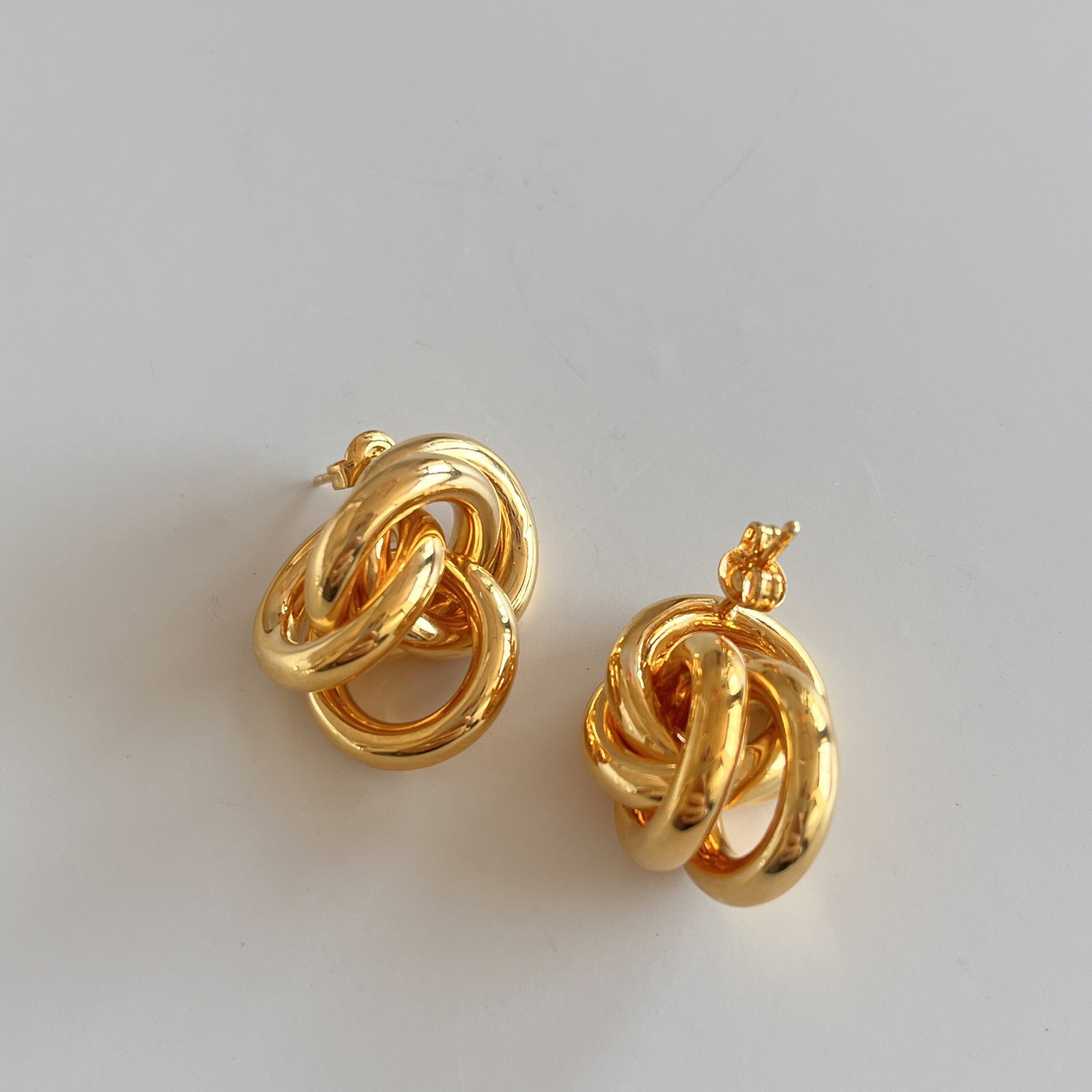 Heavy Craftsmanship Danish Lie Studio Round Stud Earrings for Women Minimalist Multi-Ring Double Ring Ear Cuff Earrings