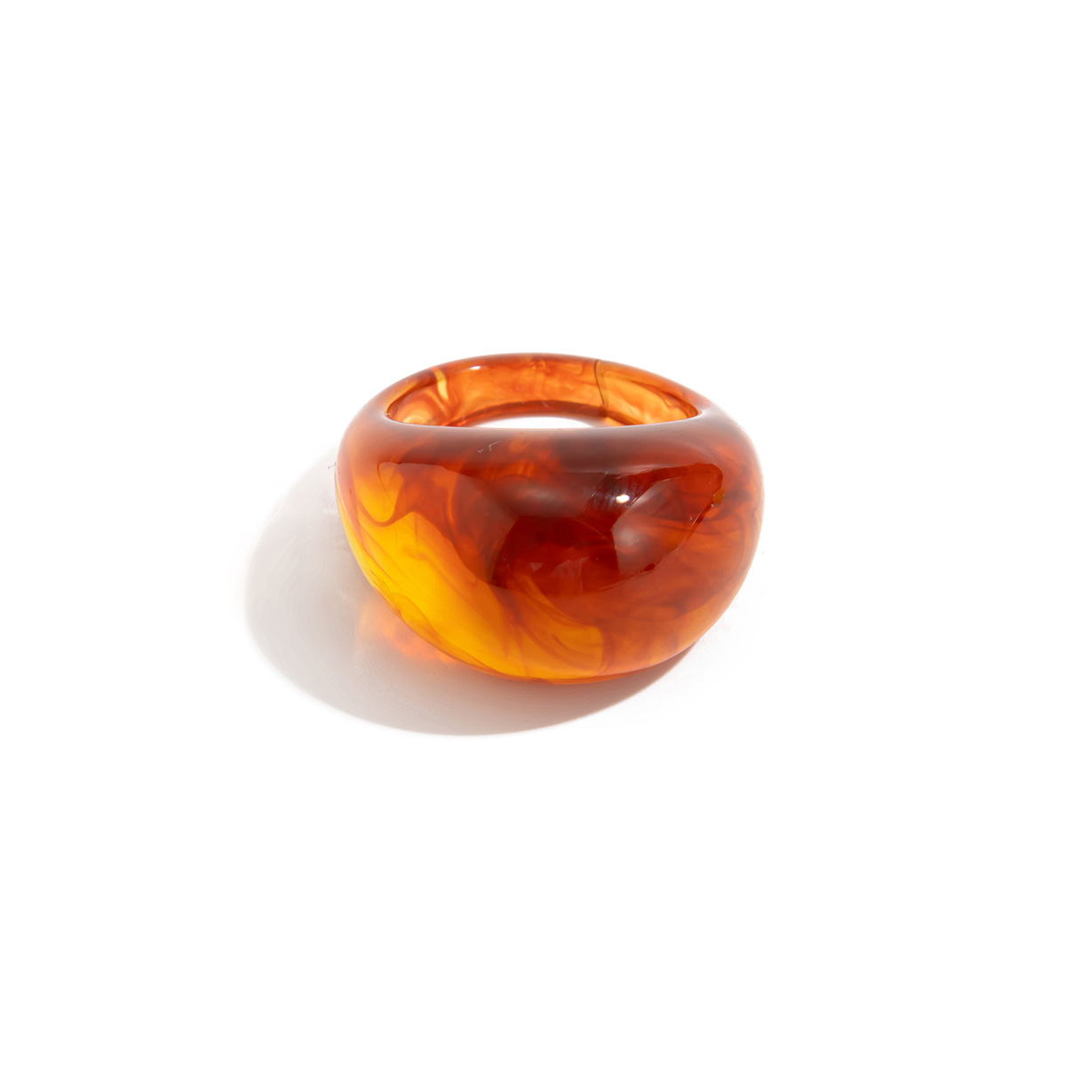 Jewelry transparent colored resin ring niche stacking curved wide face ring