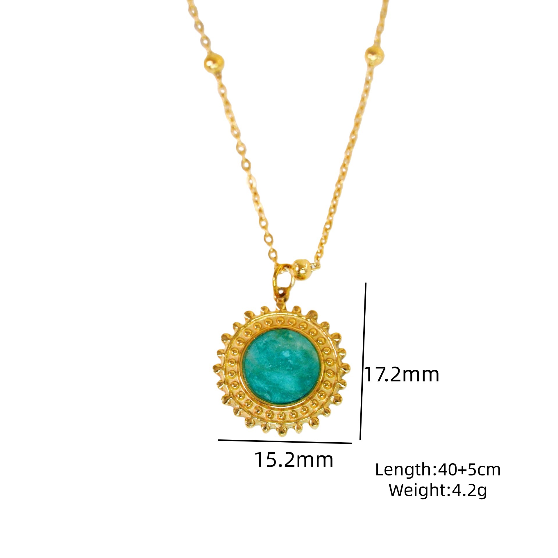 Blue Series Amazonite Stainless Steel 14K Gold Necklace Simple Handmade Necklace