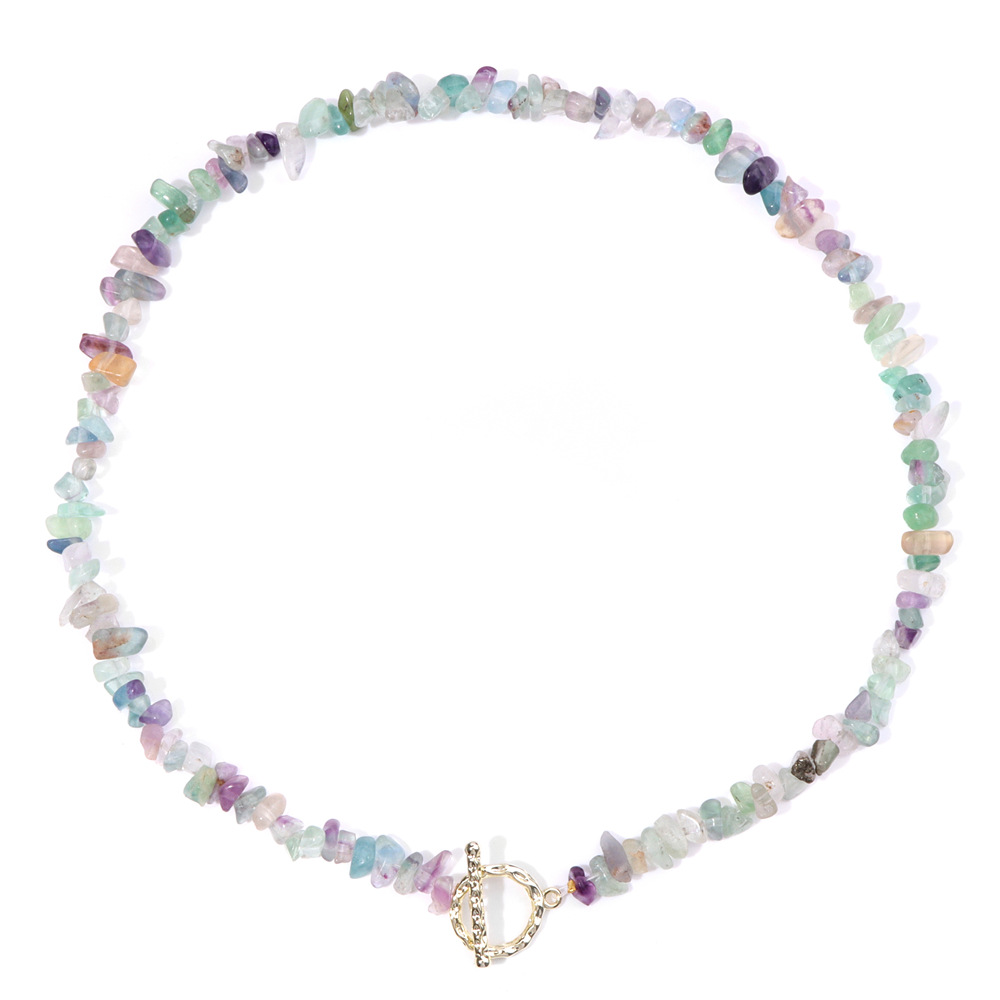 Crushed stone necklace for women irregular artificial stone beads OT clasp unisex necklace accessory
