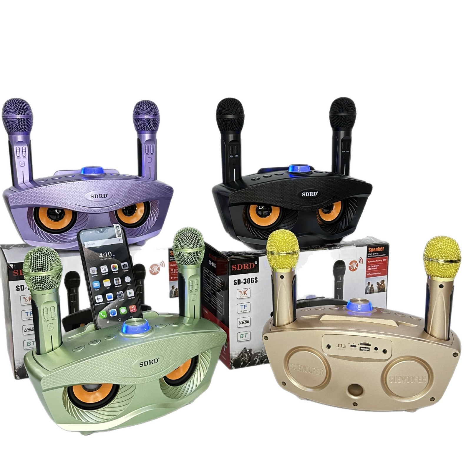 Owl SD-306S Wireless Microphone Home KTV Portable Wireless Microphone Bluetooth Speaker All-in-One