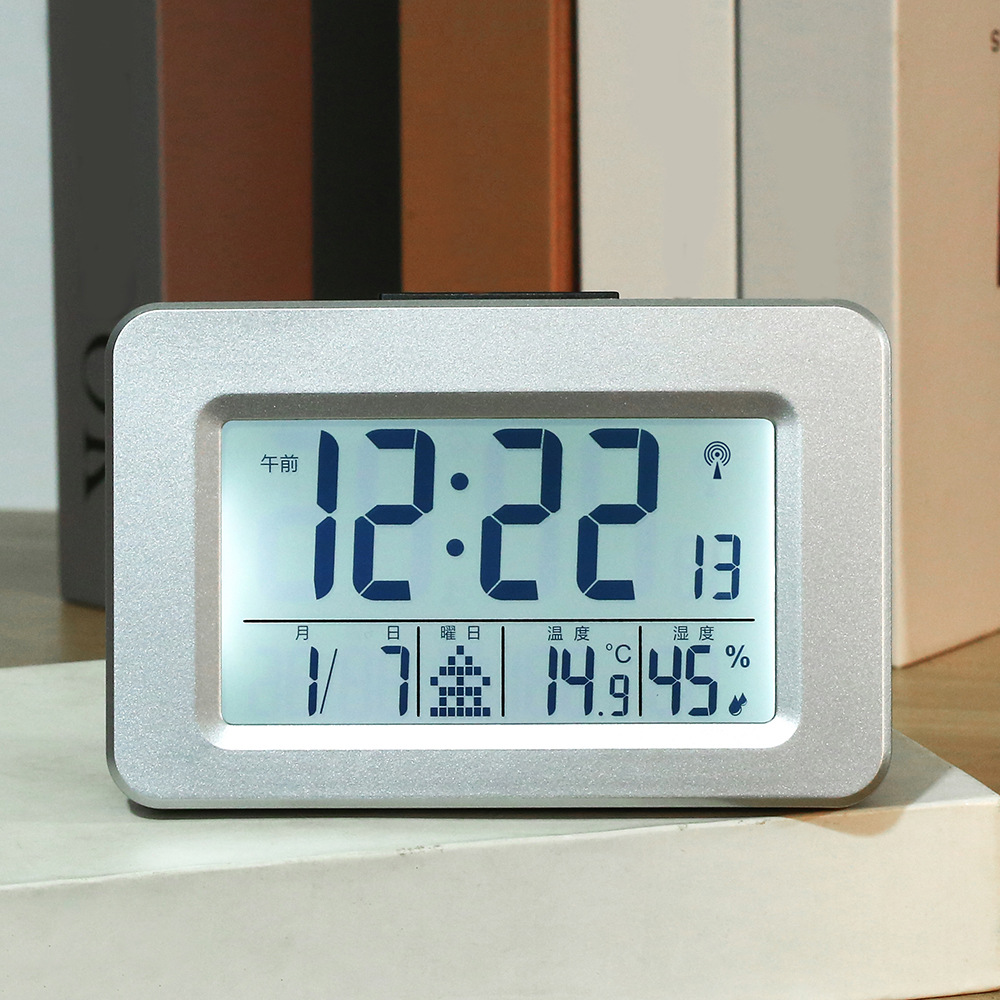 Radio Controlled Clock Automatic Time Setting Indoor Temperature Humidity Electronic Clock Backlight Alarm Clock German Japanese Radio Controlled Clock