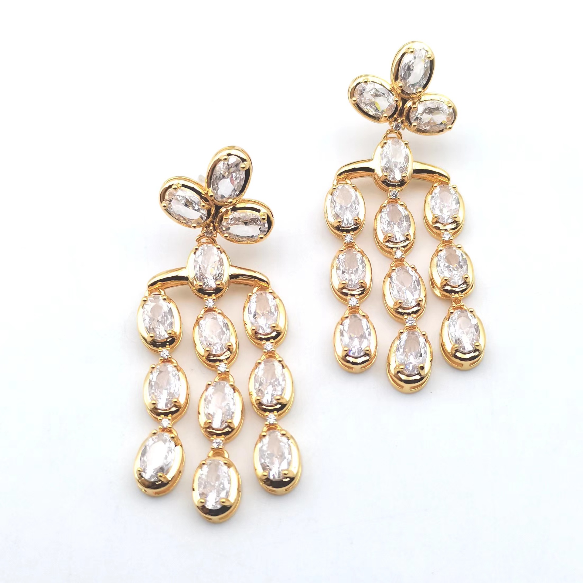 New drop tassel zircon S925 silver needle long ear jewelry