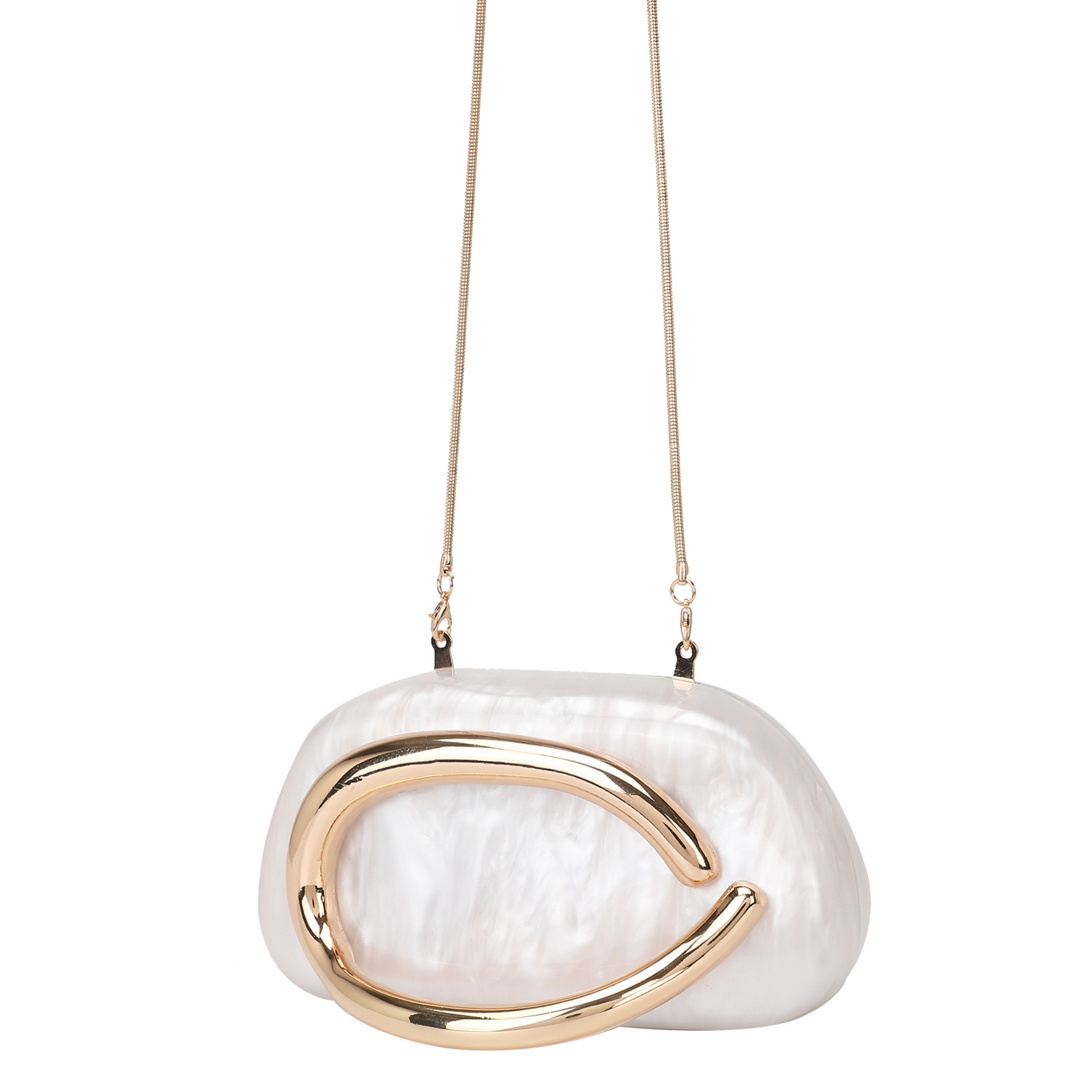 2025 New Round Box Clutch Evening Bag Mini Small Bag Hardware Metal Handle Chain Crossbody Shoulder Bag