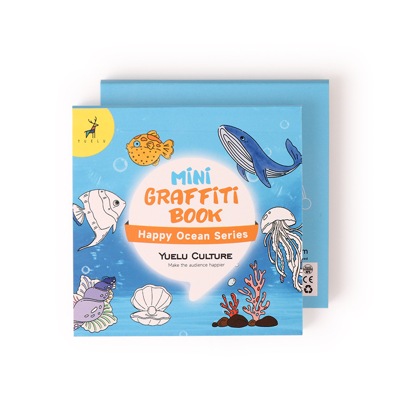 Cartoon portable mini graffiti book children 50 sheets sticky note coloring book watercolor coloring book early childhood enlightenment drawing book