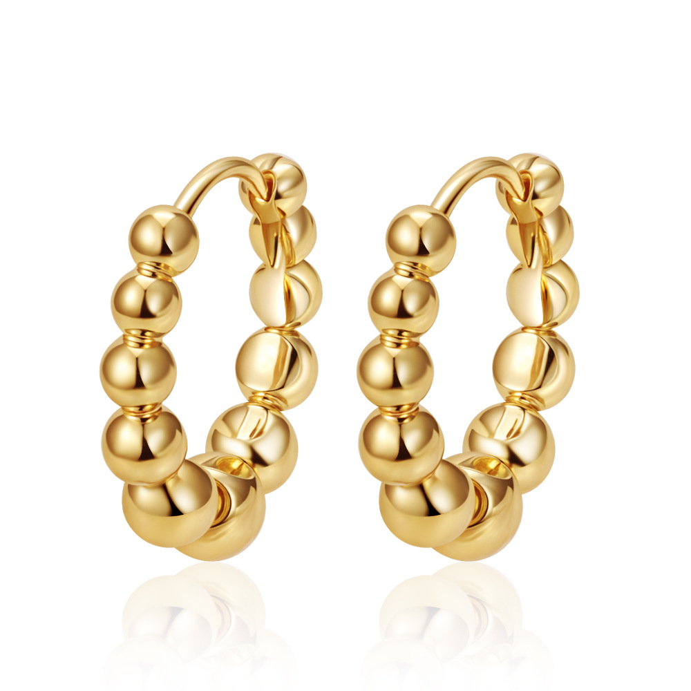 Titanium steel accessory small round bead stainless steel earrings, circle earrings simple
