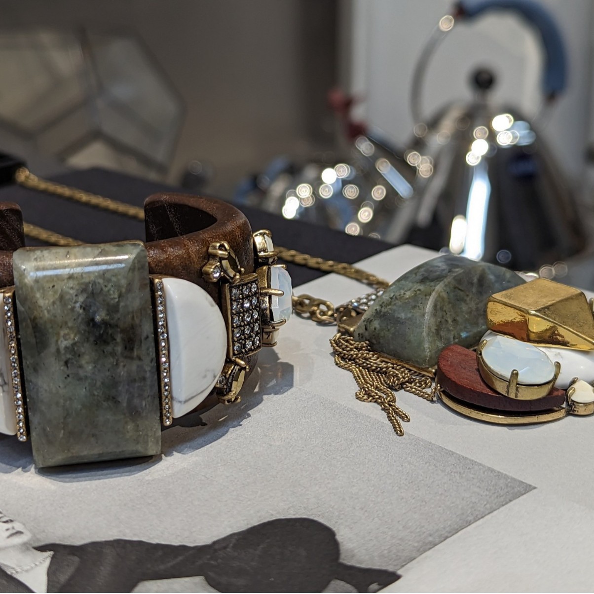 Slight Flaw No Returns or Exchanges Original Brass Heavy Natural Stone Pendant Necklace Wooden Live Selection