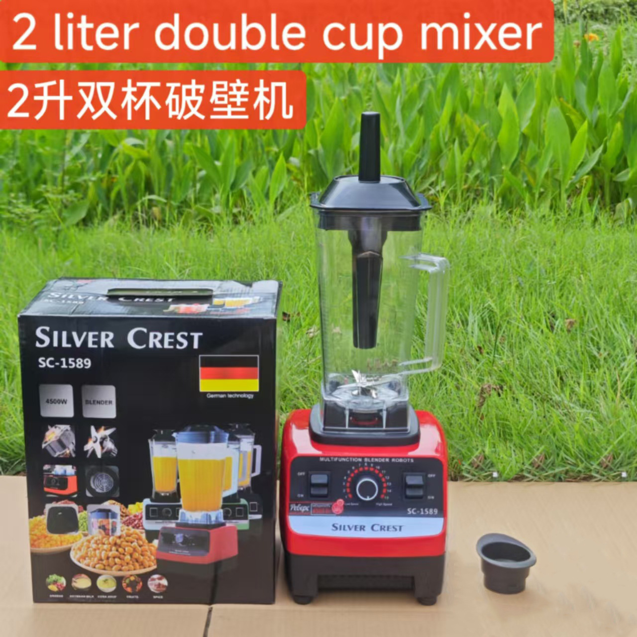 Blender 4L 8-in-1 Blender Stainless Steel Metal High-Speed Blender Large Capacity Juicer Meat Grinder