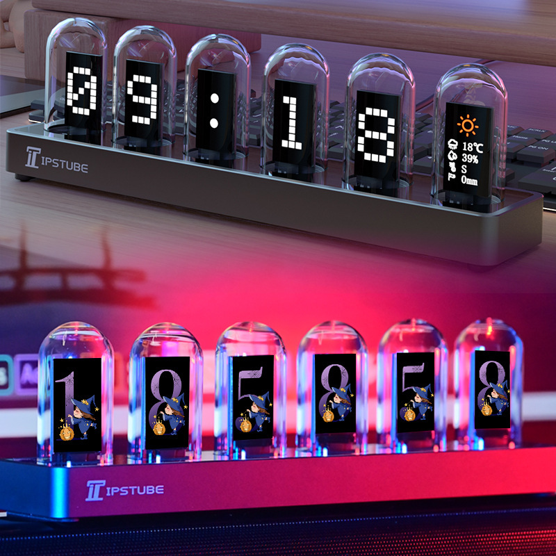 Ipstube nixie tube clock computer RGB desktop clock ornament Steins;Gate cyberpunk ornament