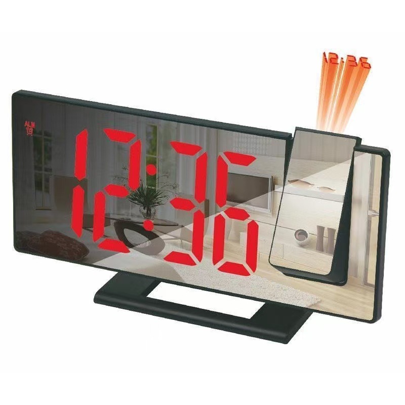 New Mirror Projection Alarm Clock Large Screen Display Silent Snooze Electronic Clock Multifunctional Smart Digital Glow Desk Clock