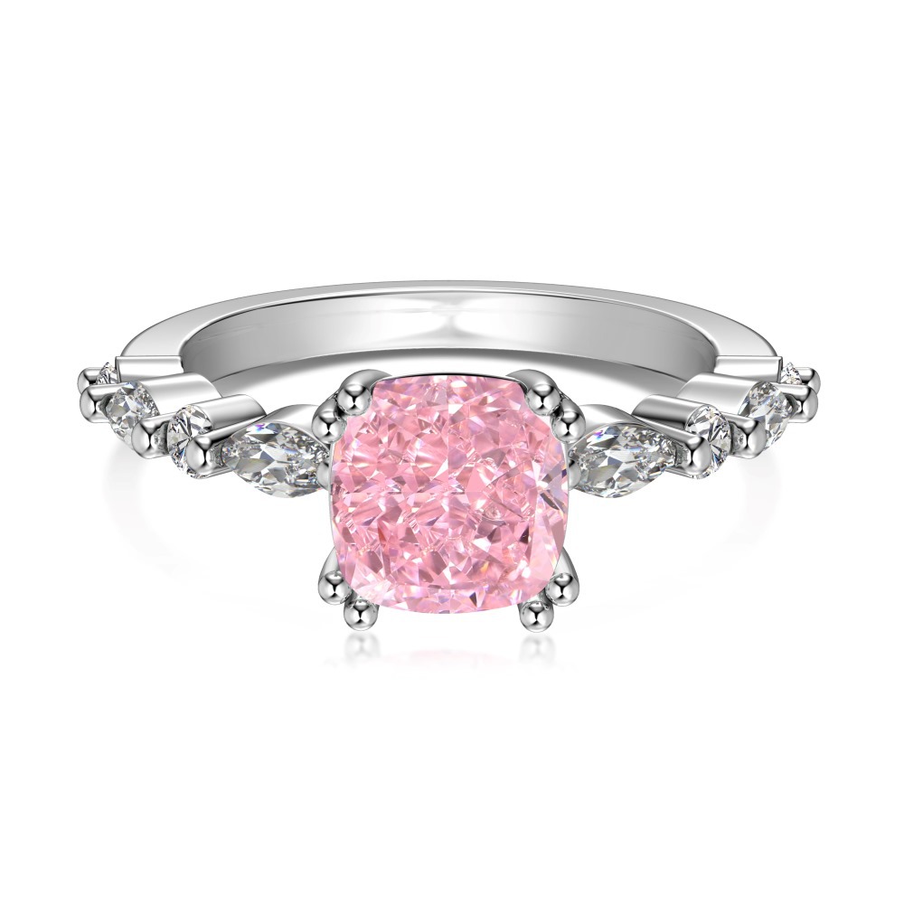 Live S925 sterling silver ring for women, design high-carbon diamond 8A zircon ice-cut closed ring wholesale