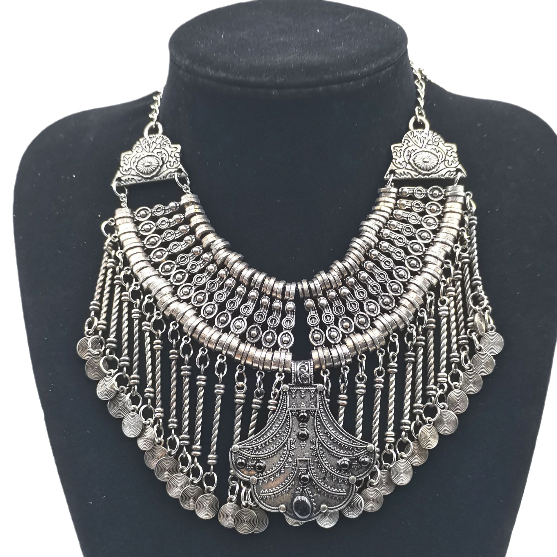 Exaggerated luxury palace style collarbone chain bride drop necklace