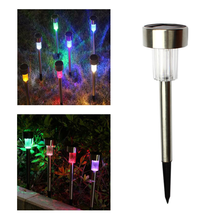Exclusive solar stainless steel small tube light outdoor garden light automatic on at dusk garden lawn stake light