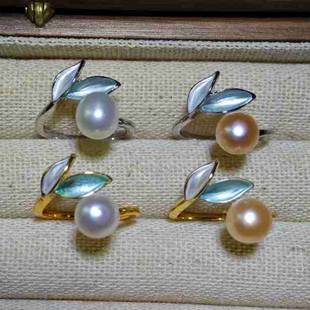 金色拖+白珍珠 · 4037慕兰帝叶子