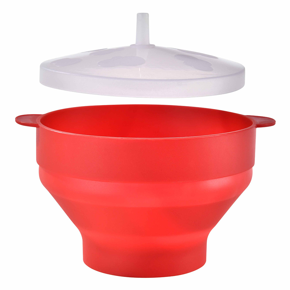 High Temperature Resistant Foldable Oven Bowl Popcorn Bowl with Lid Popcorn Bucket Bamboo Vacuum Bowl