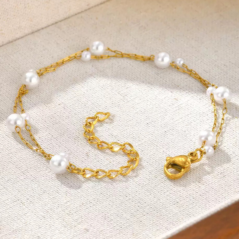 Rongshang Accessory Titanium Steel Double-Layer Starry Sky Pearl Bracelet Hand Ornament Bracelet