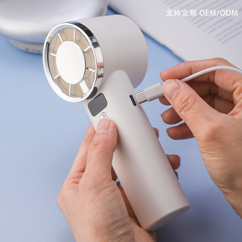 New Handheld High-speed Charging Fan USB Digital Display Mini Small Fan Portable Strong Wind Personal Fan