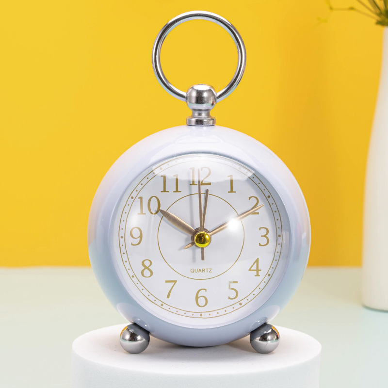 Metal Silent Alarm Clock Glow with Light Convex Gold Foil Student Children Desktop Alarm Clock