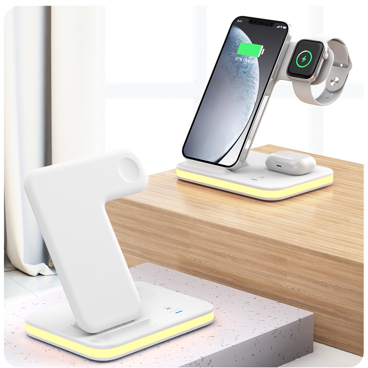 Multi-function wireless charger 3-in-1 wireless charger multi-function wireless charger night light nursing lamp wireless charger