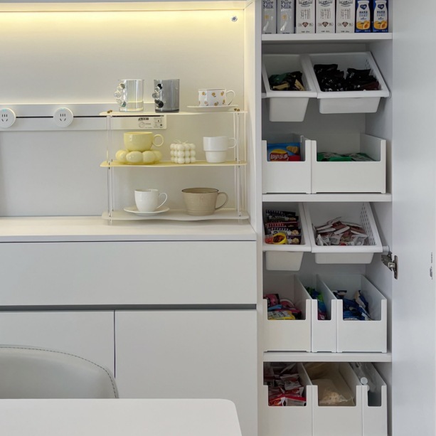 Cabinet inner layered shelf, storage rack, no-drill, telescopic rod, under sink organizer