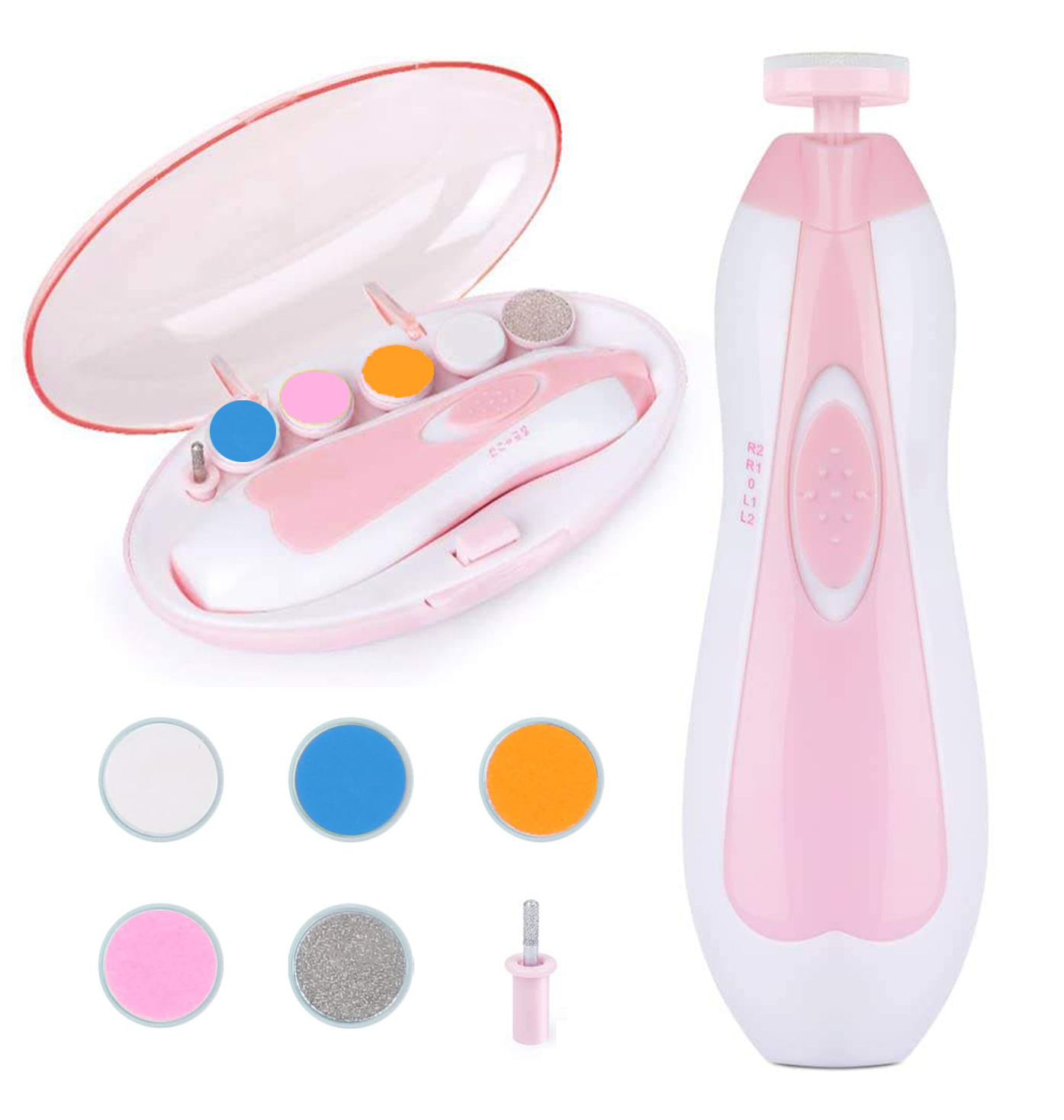 New Upgraded Six-in-One Multi-Head Type C Charging Low Noise Infant Electric Nail File