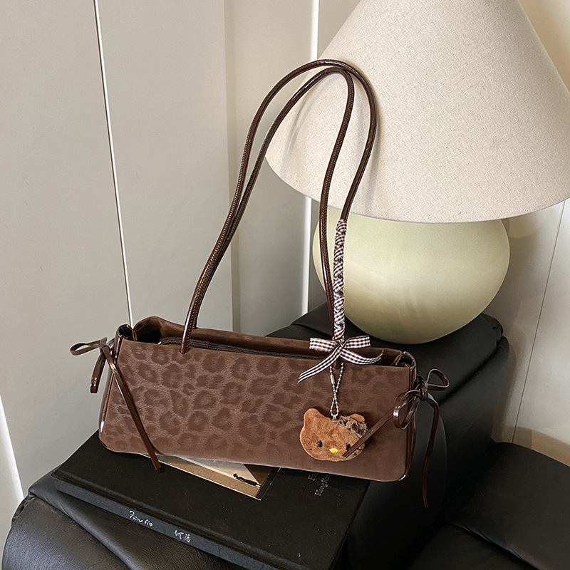 Autumn Niche Leopard Print Bags Women Large Capacity 2025 New Casual Niche Shoulder Underarm Bags Work Commute Bags