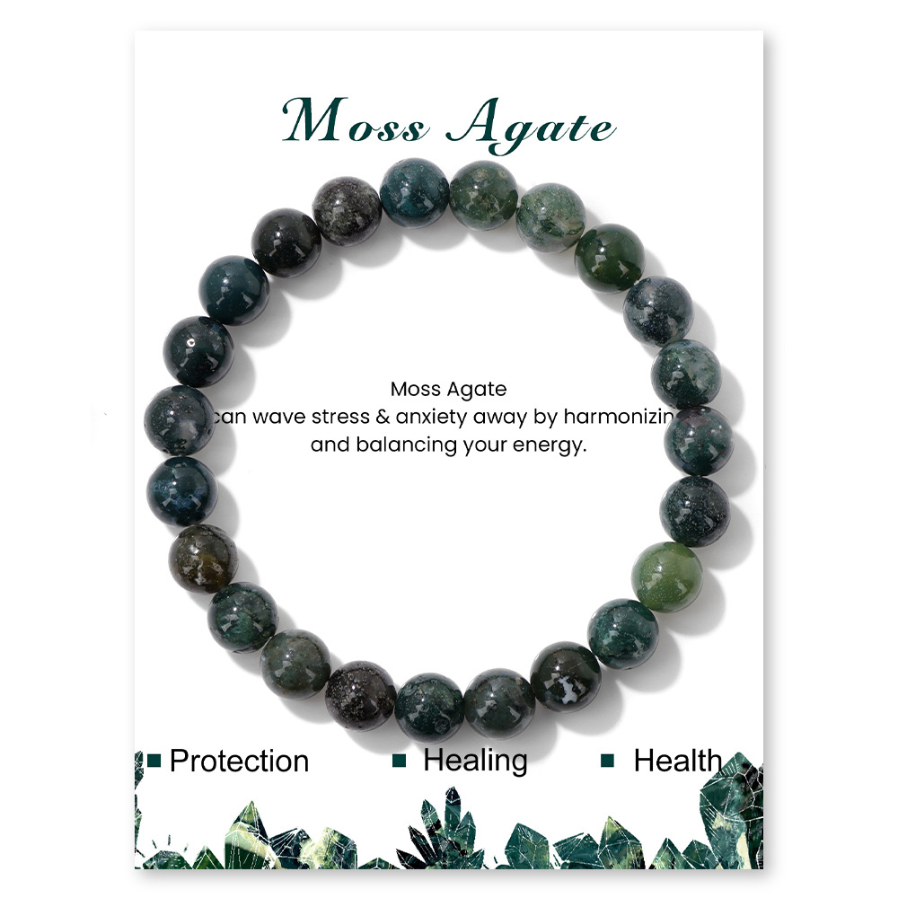 Card pack stone bead bracelet for men simple artificial stone handmade elastic rope bracelet business bracelet