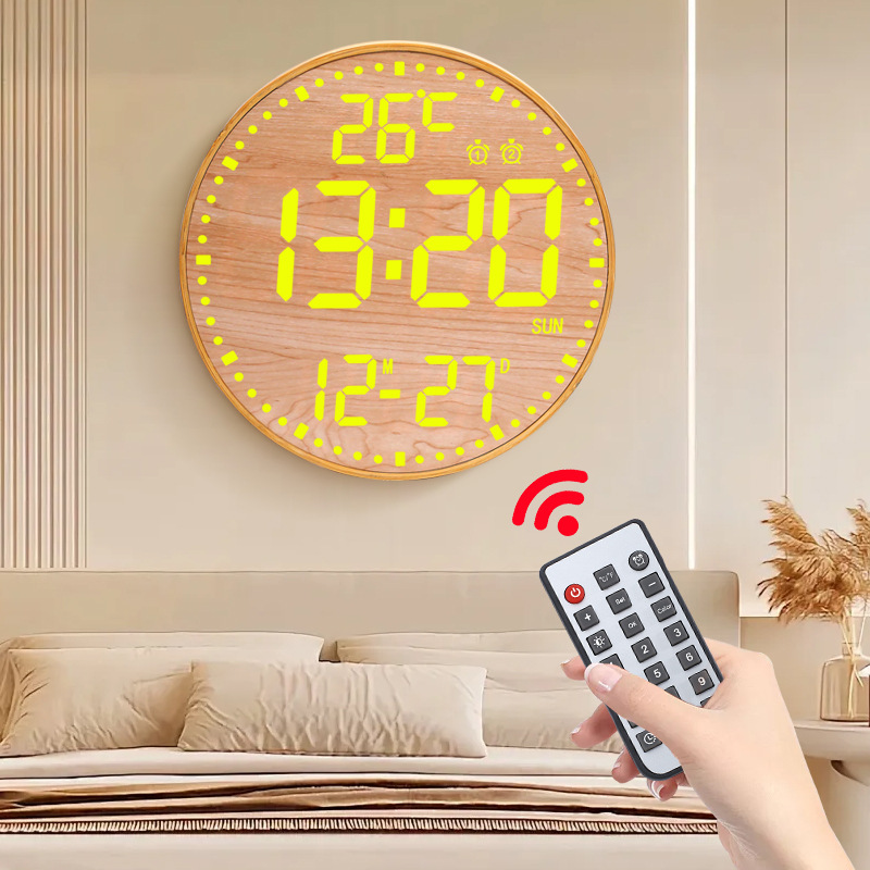Study Room WiFi Wall Clock RGB Electronic Perpetual Calendar Wall Clock Bathroom Living Room Digital Clock APP Smart Control Alarm Clock
