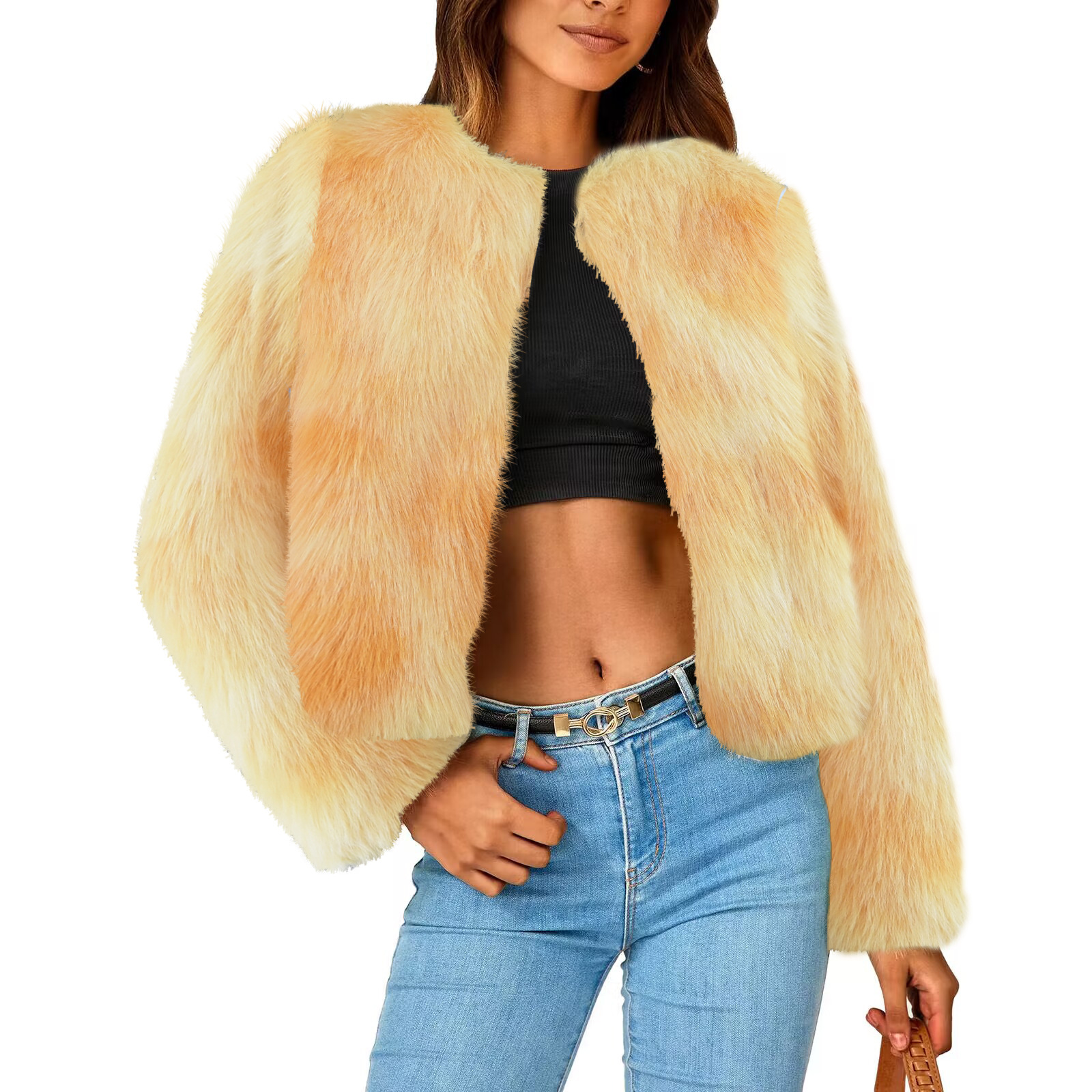 Autumn/winter new toka round neck jacket faux fur coat young coat short faux fur coat