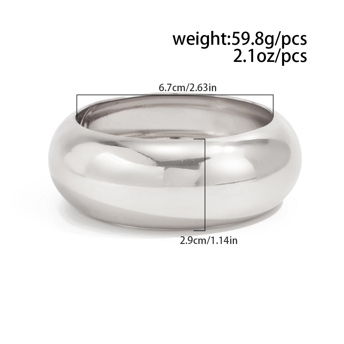 Transparent acrylic wide bangle irregular curved smooth bangle