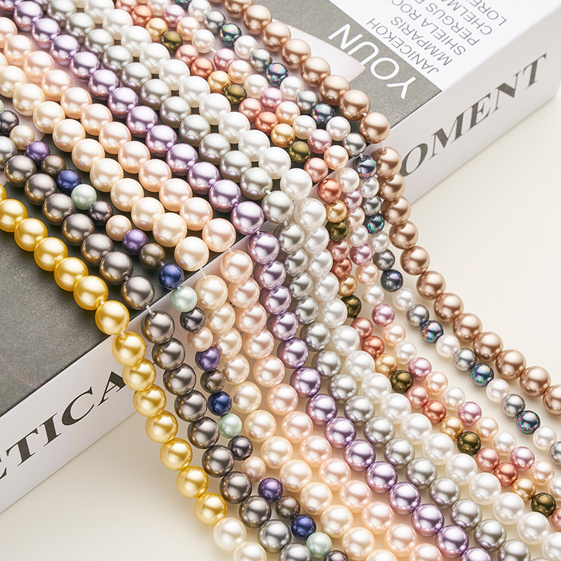 Imitation Swarovski High-Luster Round Pearl 3-16mm Straight Hole Shell Pearl Craft Glass Beads Jewelry Accessories
