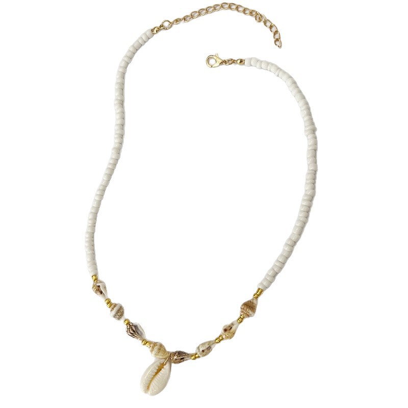 Rongshang Natural Shell Small Conch Necklace Ocean Star Pendant Woven Necklace Accessory