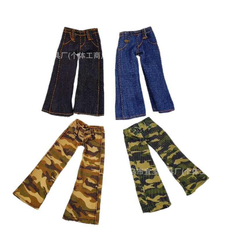 New Cute Long Leg KT Camouflage Blue Wide Leg Jeans [Doll Not Included] Backpack Pendant Accessory Decoration