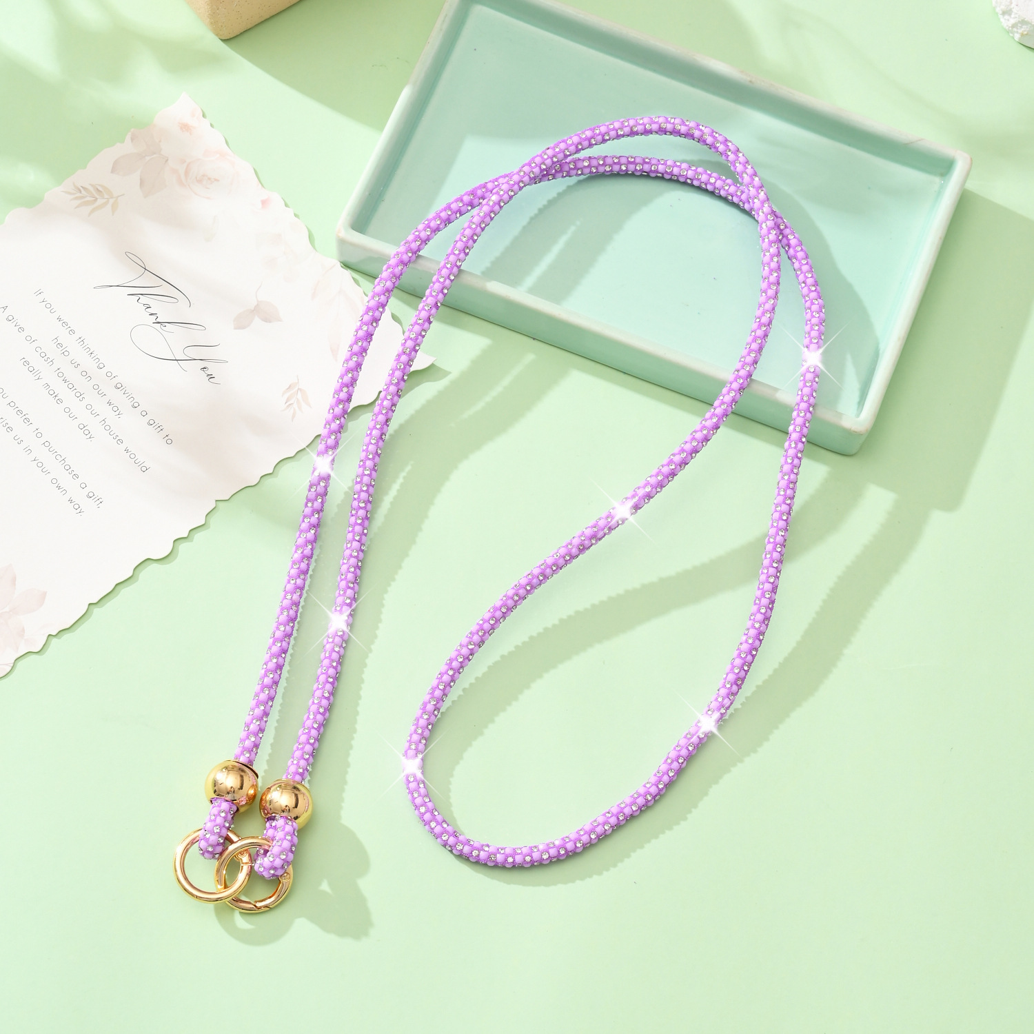 Luxury rhinestone phone lanyard long crossbody phone chain can shoulder back pendant bag decoration strap phone rope