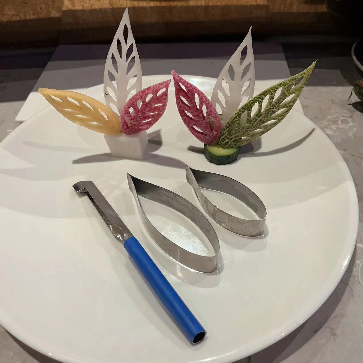 Willow Leaf Knife Three-Piece Set Fruit Vegetable Shape Full Set Carving Tool Leaf Shape Carving Entry Tool Making Mold