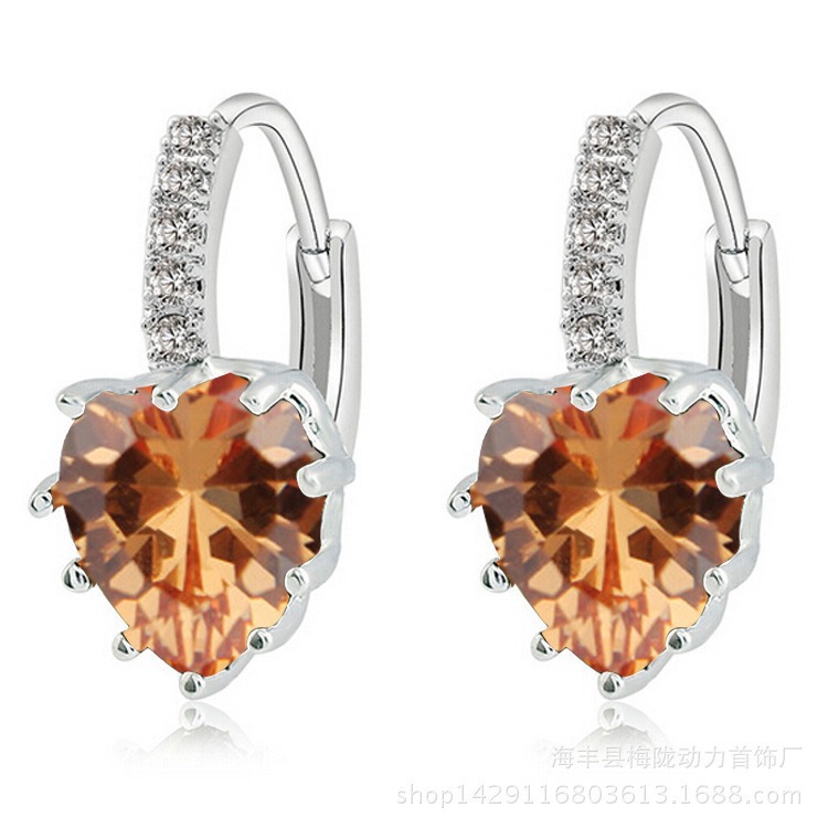 Fairy heart zircon ear clip simple diamond-like earring ear jewelry
