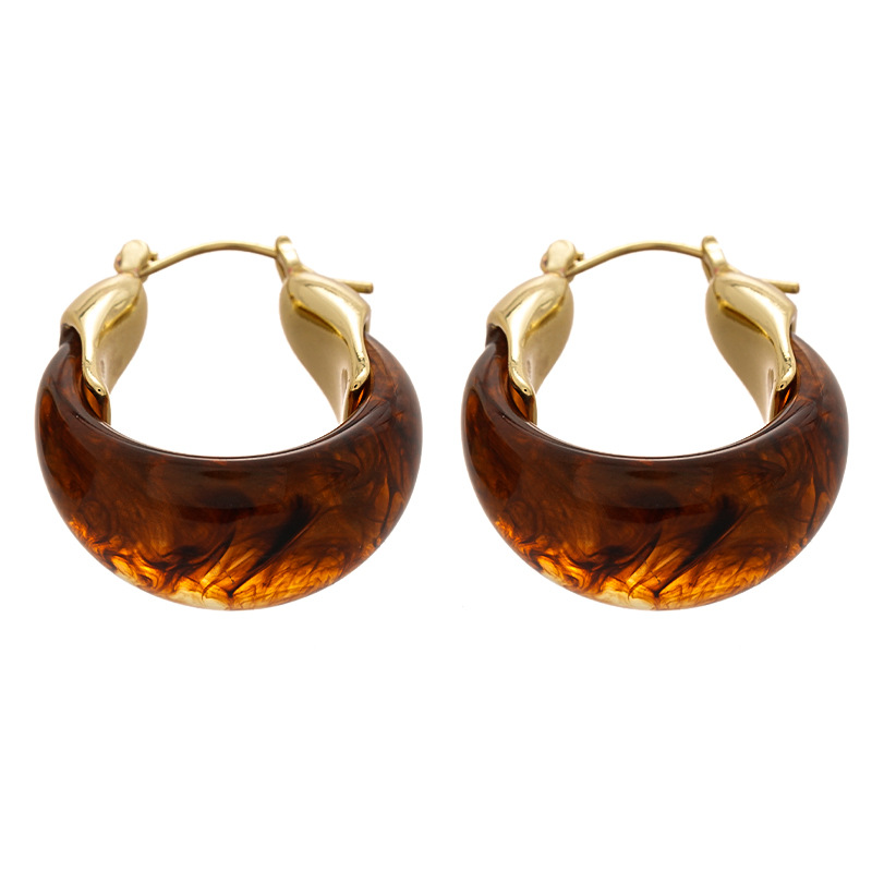 Resin Gradient U-Shaped Basket Ear Cuff Earrings Simple Geometric Earrings for Women