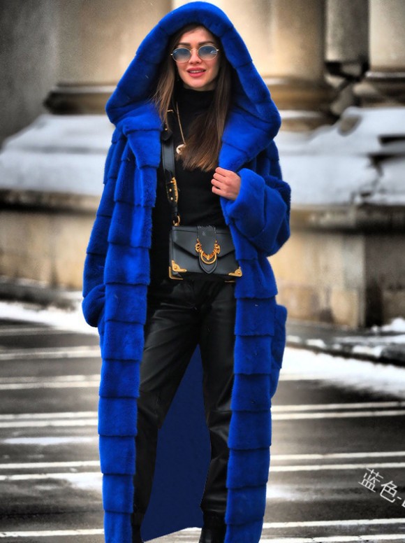 New autumn fashion faux fur jacket hooded cotton-padded jacket thickened and lengthened plush women's coat trench coat eco-friendly fur