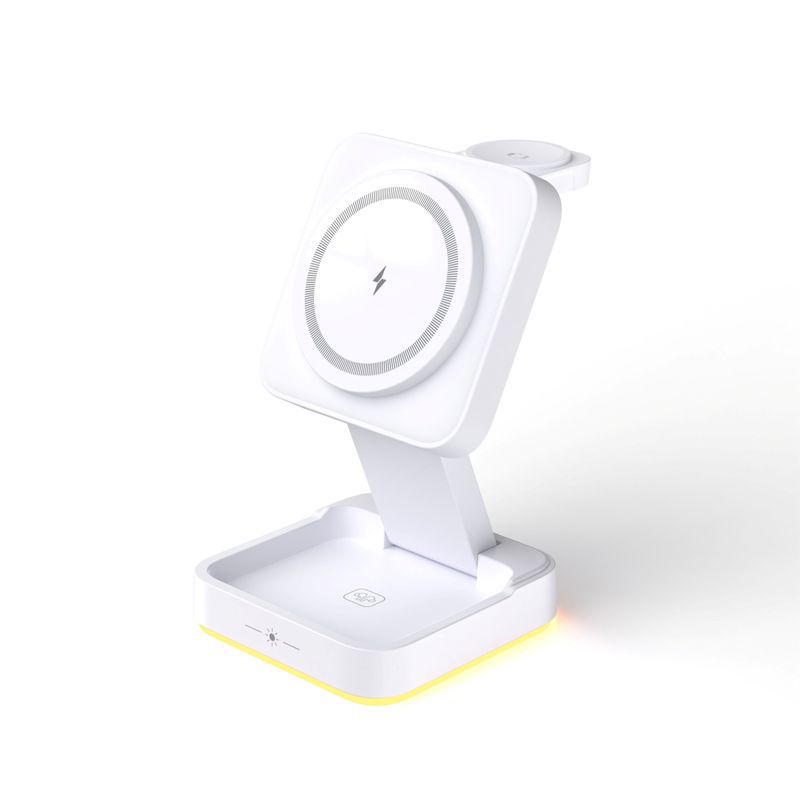 Desktop Phone Stand Foldable Vertical Compatible with Apple 3-in-1 Magnetic 15W Phone Wireless Charger