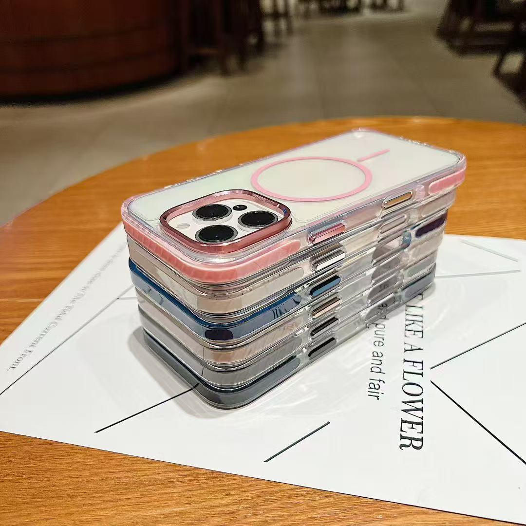 Japan and Korea good quality compatible with Apple 17 two-color 2.0 acrylic half ring magnetic wireless charging phone case
