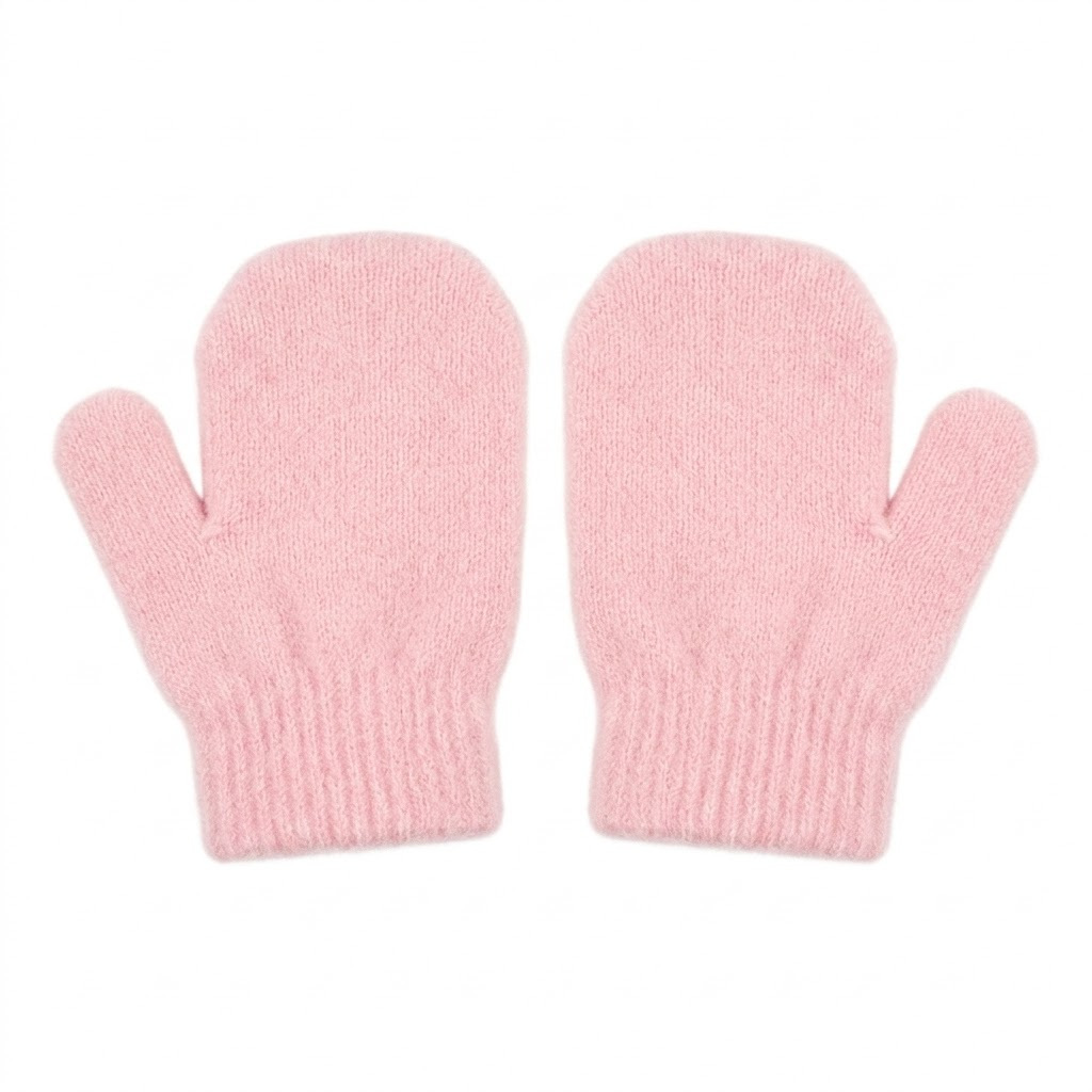 Winter Children's Crystal Velvet Warm Gloves Fleece-Lined Thickened Baby Full-Wrap Connected Anti-Scratch Gloves