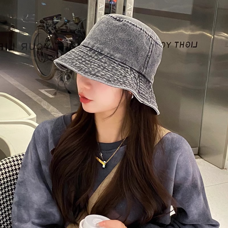 Hat for Women, Spring/Summer/Autumn, Washed Fisherman Hat, Simple Sun Protection, Denim Basin Hat