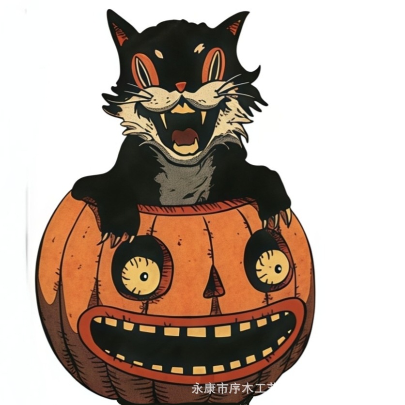 Distressed Halloween Pumpkin Shaped Wooden Tabletop Ornament Autumn Home Tabletop Craft Ornament