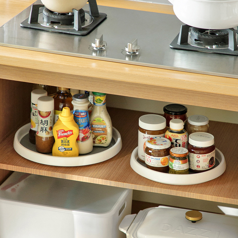 Multifunctional Kitchen Spice Rack Countertop Rotatable Seasoning Storage Organizer