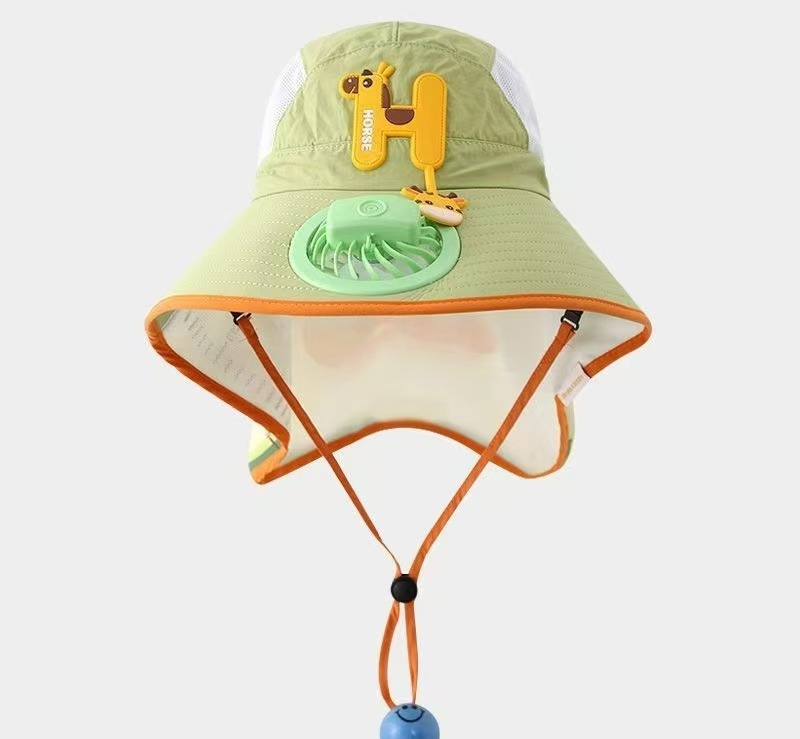 送防风绳+口哨 · 小动物披肩遮阳风扇帽-普通款-H