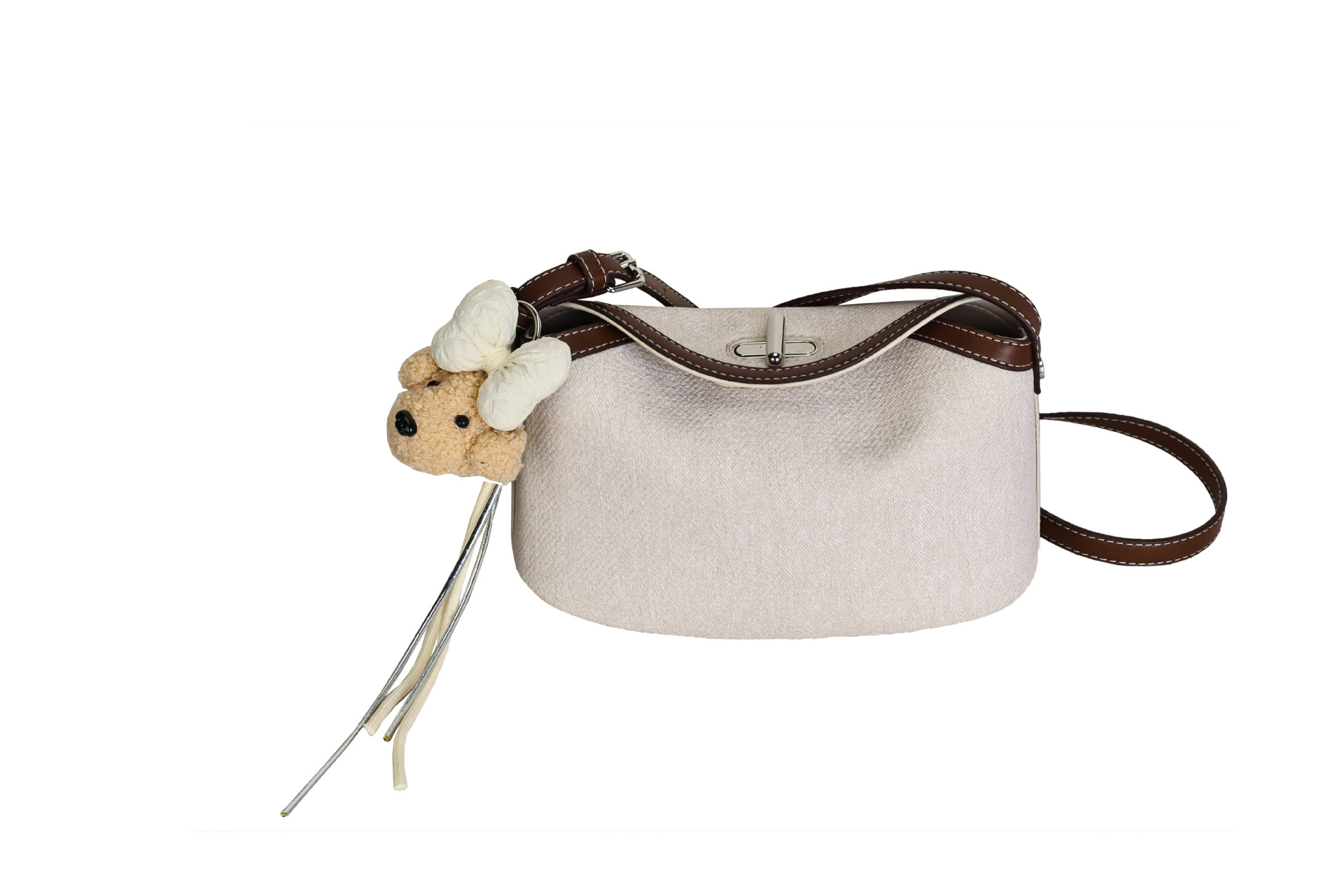 2026 New Washed Denim Curling Bag Cross Lock Underarm Crossbody Bag Two-Piece Set Handbag Cosmetic Bag