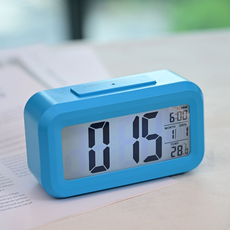 Student Alarm Clock Large Screen LCD Desktop Night Light Digital Display Smart Light Sensing Electronic Clock Gift Smart Clock