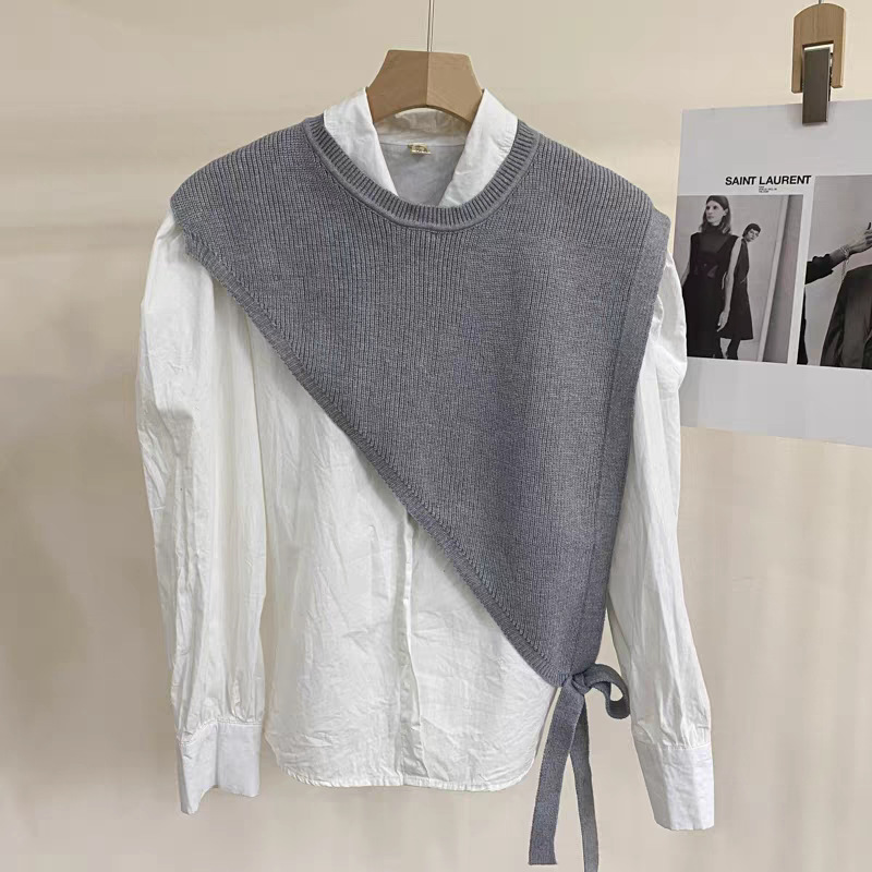 Slant edge triangle shawl tie design face-brightening small shawl outer cardigan