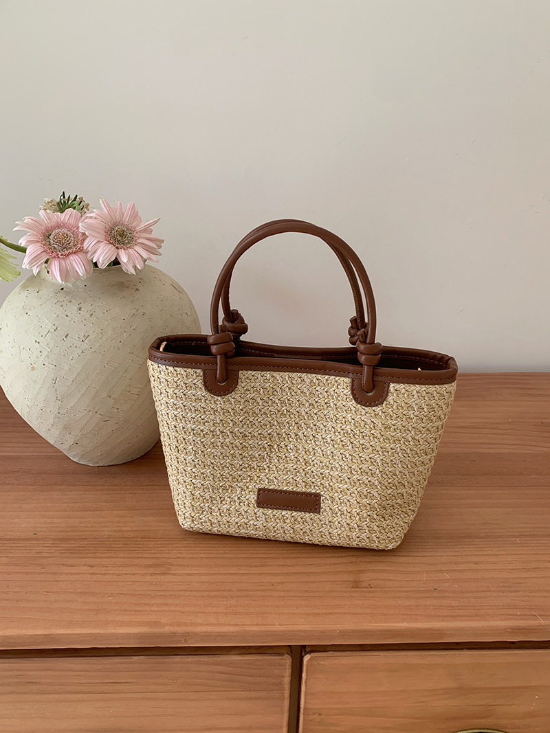 2025 Summer New Woven Bag Basket Bag Crossbody Bag Simple Bucket Bag Women